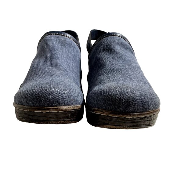 BOC Born Shoes Womens 9 M Lyza Blue Canvas Adjustable Slingback Block Heel Clogs - Picture 2 of 9